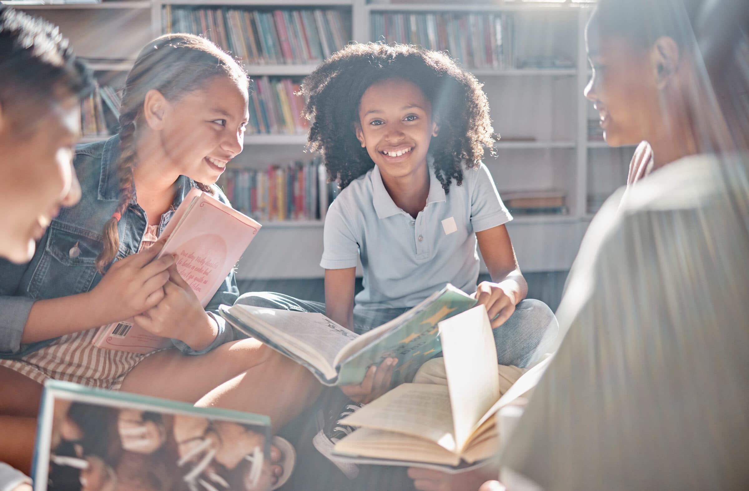 Students reading together at Go Christian Academy